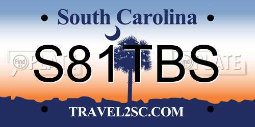 S81TBS South Carolina License Plate