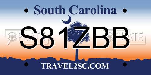 S81ZBB South Carolina License Plate