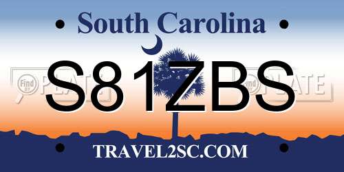S81ZBS South Carolina License Plate