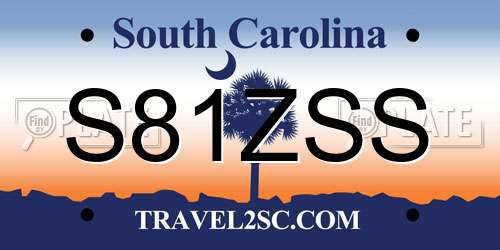 S81ZSS South Carolina License Plate