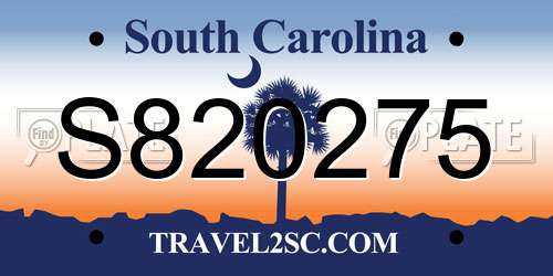 S820275 South Carolina License Plate