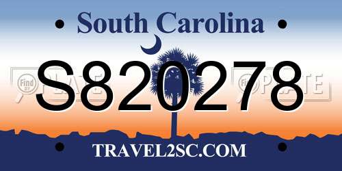 S820278 South Carolina License Plate