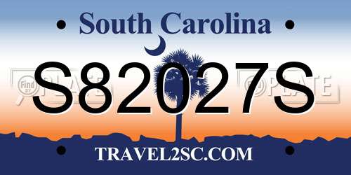 S82027S South Carolina License Plate