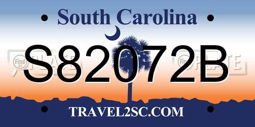 S82072B South Carolina License Plate