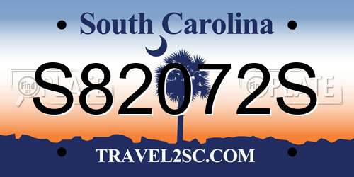 S82072S South Carolina License Plate