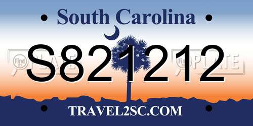S821212 South Carolina License Plate