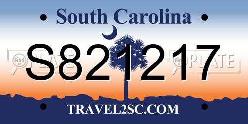 S821217 South Carolina License Plate