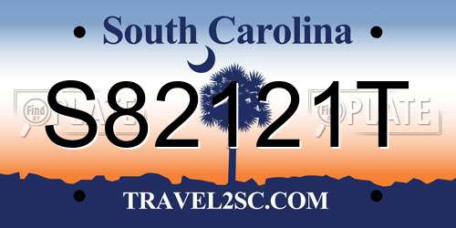 S82121T South Carolina License Plate