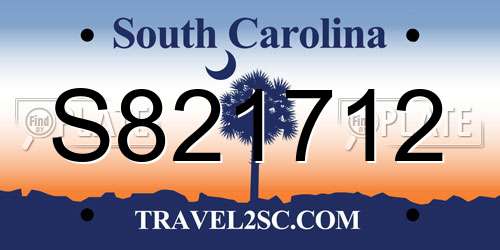 S821712 South Carolina License Plate