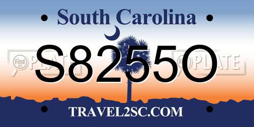 S8255O South Carolina License Plate