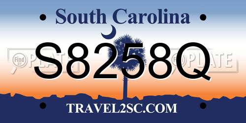 S8258Q South Carolina License Plate