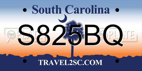 S825BQ South Carolina License Plate