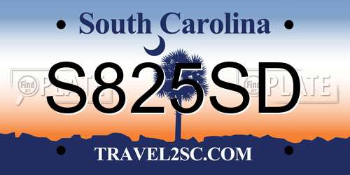 S825SD South Carolina License Plate