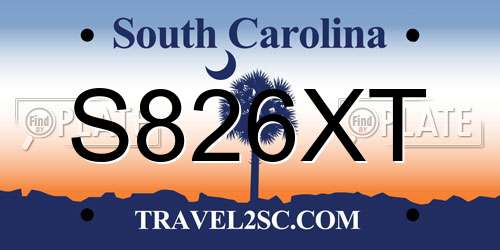 S826XT South Carolina License Plate