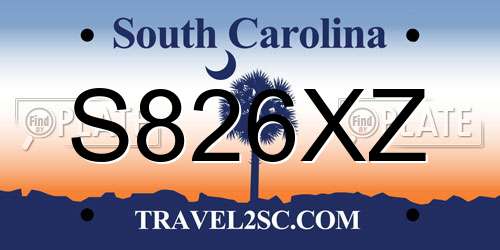 S826XZ South Carolina License Plate