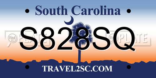 S828SQ South Carolina License Plate