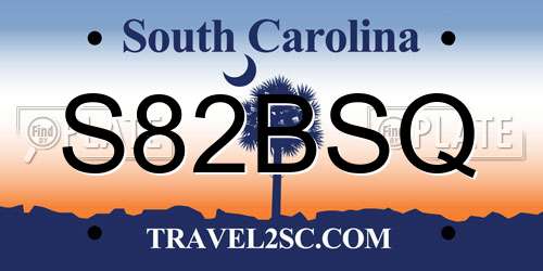S82BSQ South Carolina License Plate
