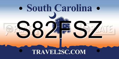 S82FSZ South Carolina License Plate