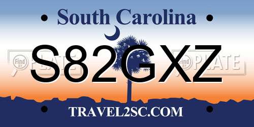 S82GXZ South Carolina License Plate