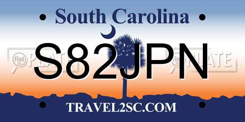 S82JPN South Carolina License Plate