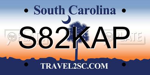 S82KAP South Carolina License Plate