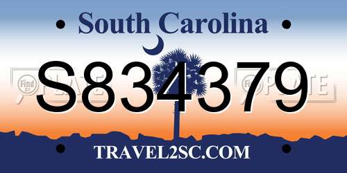 S834379 South Carolina License Plate