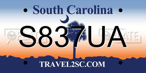 S837UA South Carolina License Plate
