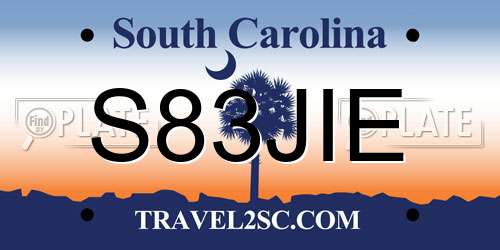 S83JIE South Carolina License Plate
