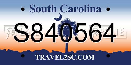 S840564 South Carolina License Plate