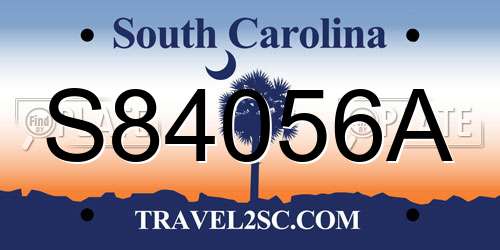 S84056A South Carolina License Plate