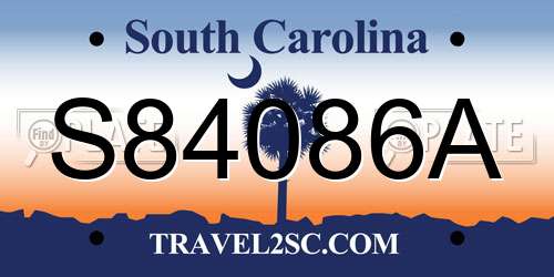 S84086A South Carolina License Plate