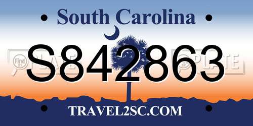 S842863 South Carolina License Plate