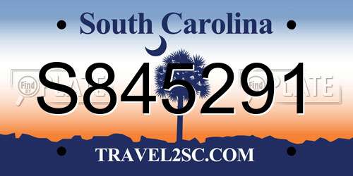 S845291 South Carolina License Plate