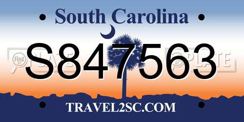 S847563 South Carolina License Plate