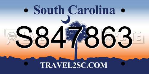 S847863 South Carolina License Plate