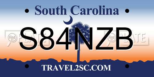 S84NZB South Carolina License Plate