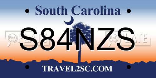 S84NZS South Carolina License Plate