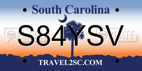S84YSV South Carolina License Plate