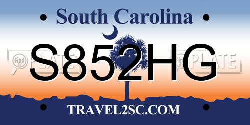 S852HG South Carolina License Plate