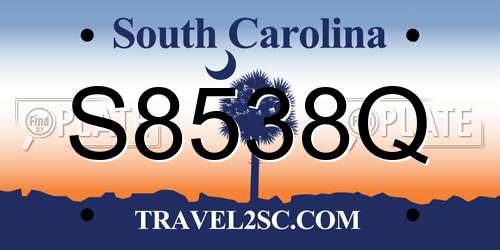 S8538Q South Carolina License Plate