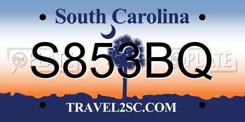 S853BQ South Carolina License Plate