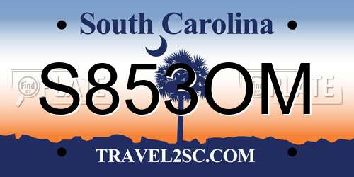 S853OM South Carolina License Plate