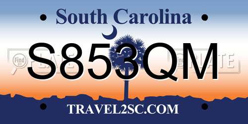 S853QM South Carolina License Plate