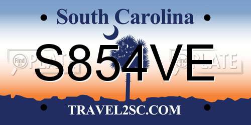 S854VE South Carolina License Plate