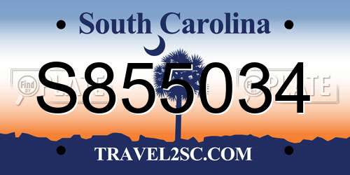 S855034 South Carolina License Plate