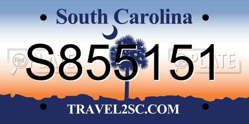 S855151 South Carolina License Plate