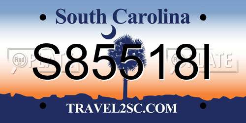 S85518I South Carolina License Plate