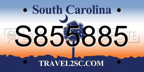 S855885 South Carolina License Plate