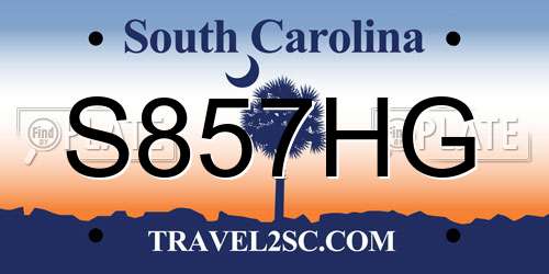 S857HG South Carolina License Plate