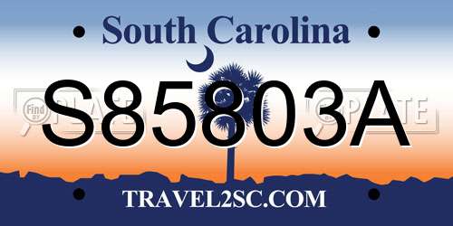S85803A South Carolina License Plate